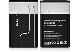 2 Pcs BL-5C Battery, 3.7V 3000mAh Rechargeable BL-5C Battery for Nokia, Household Radio
