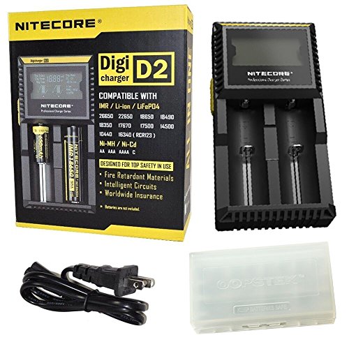 Nitecore D2 Smart Charger 2014 version with LCD display, for Li-ion 26650 22650 18650 17670 18490 17500 18350 16340(RCR123) 14500 10440 Ni-MH and Ni-Cd AA AAA AAAA C