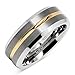 100S JEWELRY Tungsten Rings for Men Two Tone Silver Wedding Bands Gold Grooved Matte Finish Size 6-16