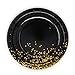 Party Chic Black Plates 9 Inch 50 Count Black Paper Plates Black and Gold Paper Plates for Party 21st Birthday, Graduation, New Years