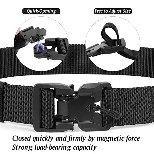 WHIPPY Tactical Belt with Magnetic Quick-Release Buckle Military Style Nylon Webbing Riggers Belt for Men Black Small