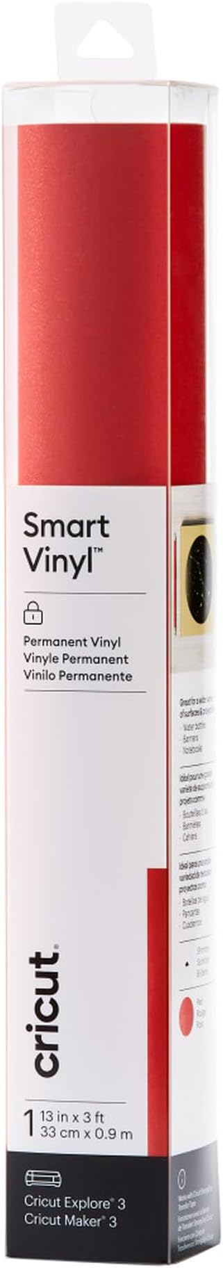 Cricut Smart Vinyl Shimmer Permanent Red 0.9 m | Vinyl for Outdoors