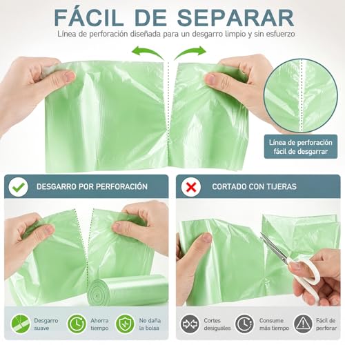 JZCQZCXB Bolsas de Basura 300Pcs, Bolsas para Basura Medianas Biodegradables 50 * 60CM, Gruesas, Inodoras, Grandes, Compostables, ideal para Cocina, Baño, Oficina, Hogar (Verde)