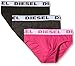Diesel Men's 3-Pack Andre Cotton Stretch Briefs, Pink/Charcoal/Black, Large