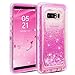 Dexnor for Galaxy Note 8 Case, Glitter 3D Bling Sparkle Flowing Quicksand Liquid Bumper Clear 3 in 1 Shockproof TPU Silicone + PC Heavy Duty Protective Defender Cover for Samsung Galaxy Note 8 - Pink
