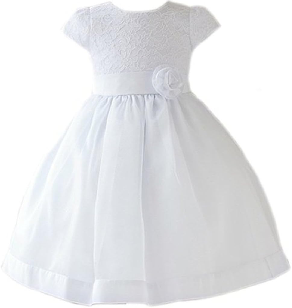 Little Girls Beautiful Lace Bodice Taffeta Organza Flowers