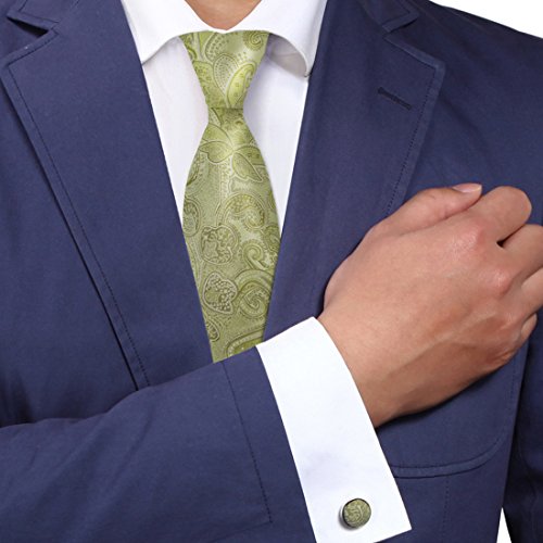 Y&G A1083 Yellow Green Patterned Formal Presents Mens Various Gift Silk Tie Cufflinks Set 2PT