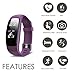Aneken Fitness Tracker Activity Tracker with Heart Rate Monitor Bluetooth Smart Bracelet with Sleep Monitor Smart Watch for Android or iOS,iPhone,or Other Smartphone,Purple