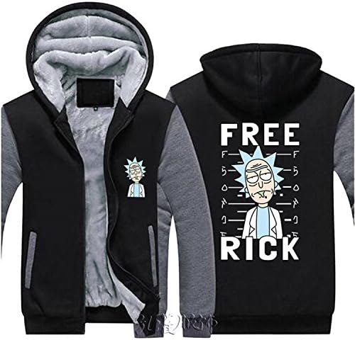 Men Winter Jackets Coats Rick and Morty hoodie Anime Hooded Thick Zipper Sweatshirts 3 6XL