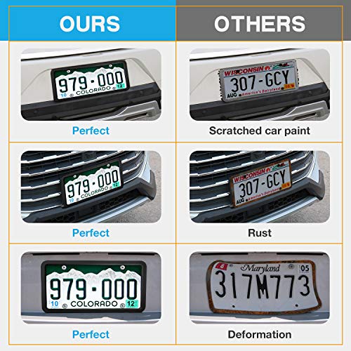 Annwer Silicone License Plate Frame,2-Pack 4 Holes Car Licenses Plate Covers Holders Frames for Plates