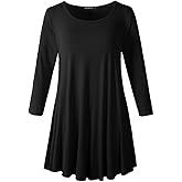 ZENNILO Women Casual Loose Fit Swing Flare Tunic Tops Basic Plus Size Flowy Shirt