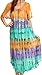 Sakkas Sula Tie-Dye Wide Neck Embroidered Boho Sundress Caftan Cover Up