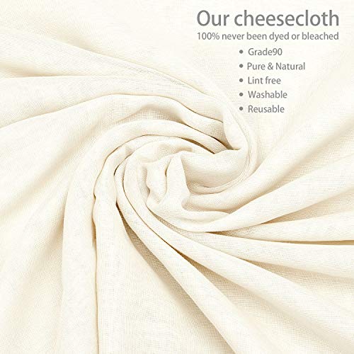 Cheesecloth Grade 90, 36 Sq Feet X 2 Pack, Total 8 Yards, 100% Unbleached Cotton Fabric Washable and Reusable