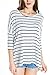 Urban CoCo Women's Basic Striped Loose Blouse 3/4 Sleeve Tops Hi-Low Hem Style (Large, White)