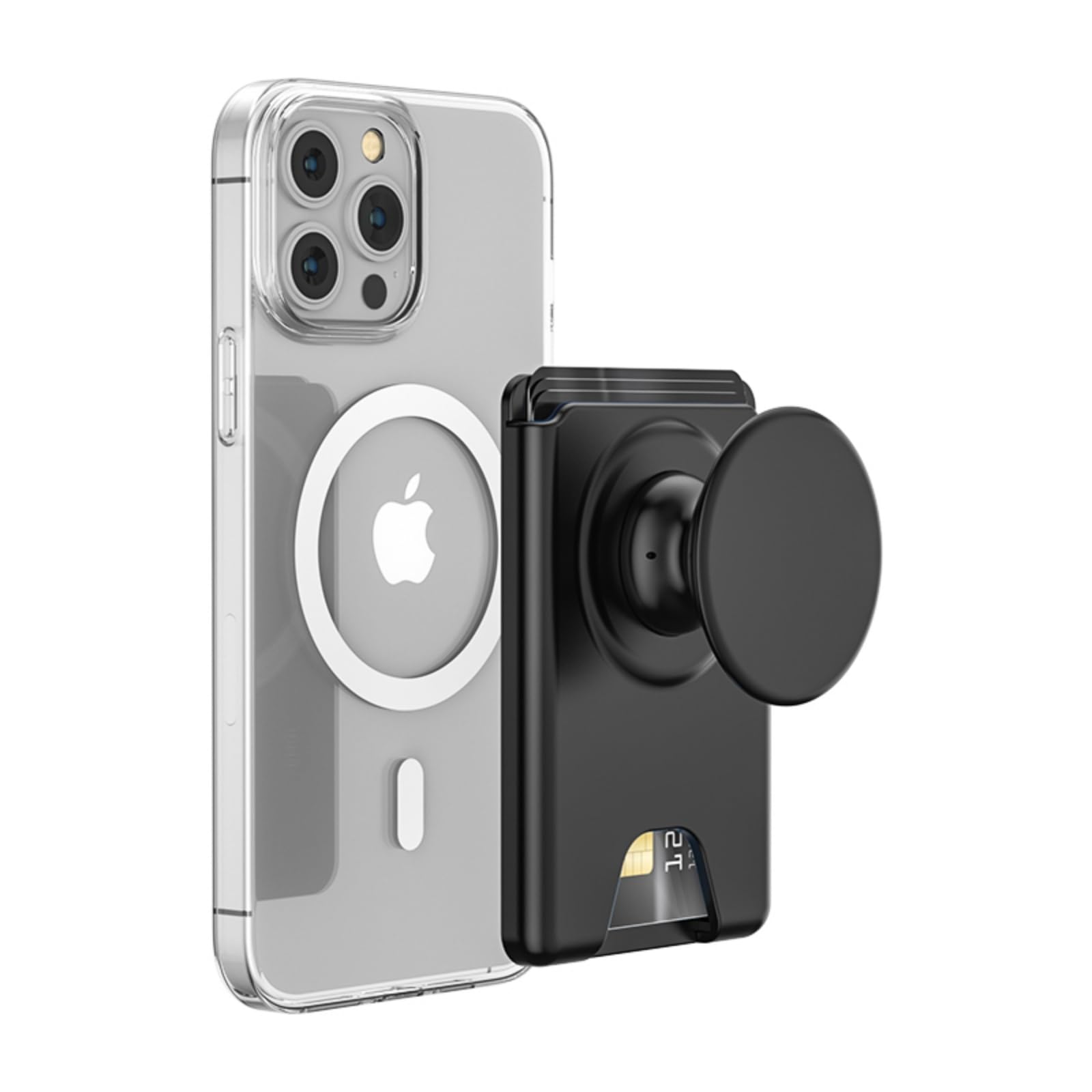 Photo 1 of AUROX for MagSafe Wallet Stand, Magnetic Wallet Stand, for Magsafe Phone Grip Card Holder, Magnetic Card Wallet Holder with Collapsible Phone Grip, for iPhone 16 15 14 13 12 Series, Fit 3 Cards, Black