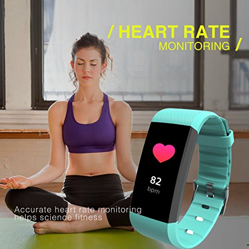 Blood Pressure Monitor Fitness Tracker Heart Rate Monitor READ R11 Pedometer Calorie Counter Activity Tracker Sleep Monitoring IP67 Waterproof Call SMS SNS Remind Watch for Android IOS … (green)