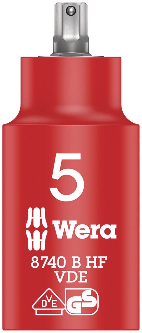 Wera 8740 B Zyklop VDE Holding Function Bit Socket, 3/8" Drive, in-Hex-Plus 5 x 55 mm, 05004901001