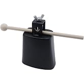CashBeat 4 Inch Steel Cowbell with Handle and Stick, Noise Maker | Hand percussion instrument for drum set, sporting events, concerts, weddings, easy to mount, clear tapping sound