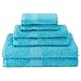 Superior Eco-Friendly Cotton 6-Piece Towel Set, Bathroom, Shower, Spa, Large and Small Assorted Towels for Home, Apartment, Dorm, 2 Bath, 2 Hand, 2 Face/Washcloth, Soft, Highly Absorbent, Turquoise