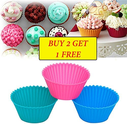 Reusable Silicone Baking Cups - BUY 2 GET 1 FREE - Cupcake Liners, Cupcake molds, Muffin Molds Pack of 12 by Vika