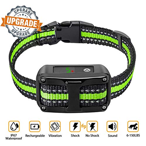 [Newest 2019]Dog Bark Collar-5 Adjustable Sensitivity and Intensity Levels-Dual Anti-Barking Modes-Rechargeable/Rainproof/Reflective -No Barking Control Dog shock Collar for Small Medium Large Dog