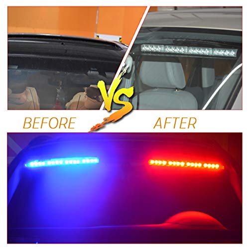 YITAMOTOR Red Blue Visor Emergency Lights, 216 LED Windshield
