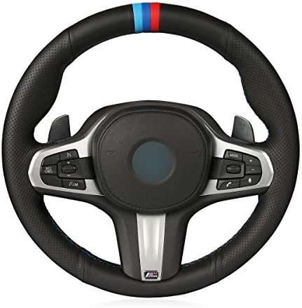 MEWANT Hand Sewing Black Genuine Leather Car Steering Wheel Cover for M Sport G30 G31 G32 G20 G21 G14 G15 G16 X3 G01 X4 G02 X5 G05 X7 G07 Z4 G29 G11 G12