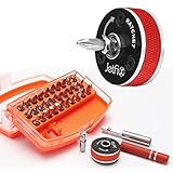 Jetfix Micro Ratchet Set, Right Angle Pocket Size Close-Quarters 1/4-Inch Drive & Offset Screwdriver & 30 bit Compact pack for Craftsman, Handyman, IT, Computer, Wrench set