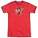 Batman V Superman Wonder Woman Shield Mens Adult Heather Ringer Shirt Red (X-Large)