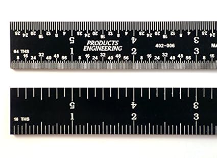 Pec Tools 6 4r Rigid Black Chrome High Contrast Machinist Ruler With Markings 18 116 132 And 164