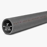 3 Inch Schedule 80 PVC Pipe, 3" Diameter, (3.5 Inch OD, 2.9 Inch ID), Industrial High-Pressure Applications (18, Inches)
