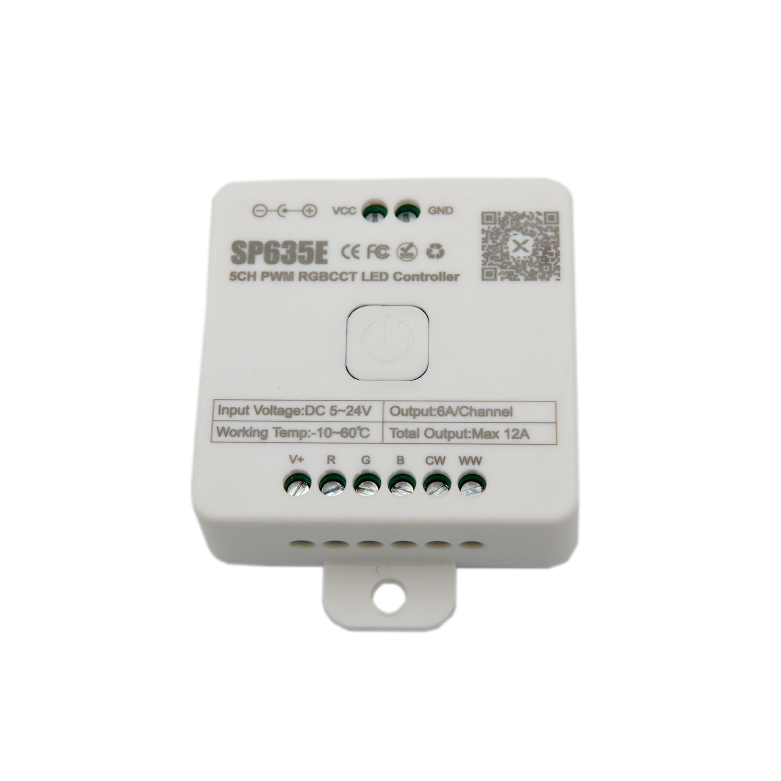 Boarda SP635E RGB CCT LED Controller,6 in 1 SPI LED Controller Compatible with FCOB RGB CCT/Dual White LED Strip DC5V-24V Work with 2.4G /APP Control Music Mode (SP635E Controller)