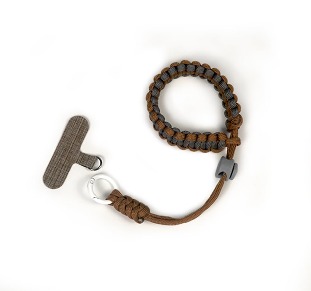 Buer Homie Adjustable Braided Wrist Strap with Paracord Lanyard (Brown&Gray)