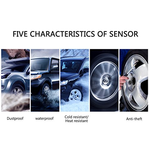 Catinbow TPMS Tire Pressure Monitoring System, Solar Power Tire Pressure Gauge with 4 Internal Sensors Automotive Wireless Connection Real-Time Tire Pressure Monitor for Vehicle (Black)