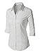 LE3NO Womens Polka Dots Button Down 3/4 Sleeve Tailored Shirt