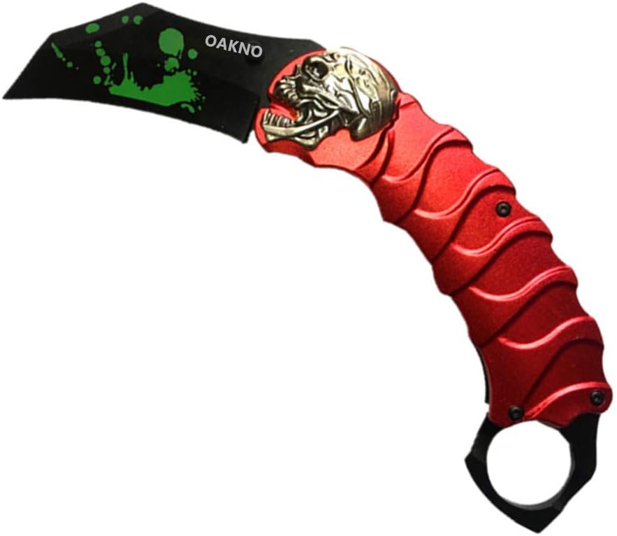OAKNO Straight Outdoor Survival Knives, Stainless Steel Fixed Blade Hunting Knife with Nylon Rope Handle and Sheath