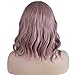 BERON 14 Inches Purple Wig Short Curly Wig Women Girl's Synthetic Wig Dust Purple Wig with Bangs Wig Cap Included