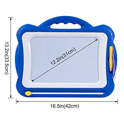 Large Magnetic Drawing Board, 16.5X13.2 Erasable Non-Toxic Magna Doodles Drawing Sketching Pad Tablet,Set with 5 Stamps 6 Sketch Boards and Album for Toddlers Kids Girls Boys, Blue - Thumbnail 6