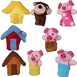 NUOLUX Plush Finger Puppets Story The 3 Little Pigs Kids Toy Set - 8 Pieces
