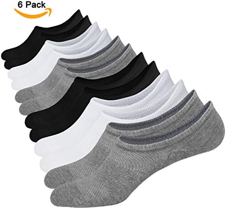 No Show Socks Mens Pack 6 Pairs Cotton Thin Non-Slide Low Cut Mesh Knit InvisibleBoat Liner Sneaker Sock (6-11)