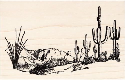 Cactus Mesa Desert Scene Rubber Stamp