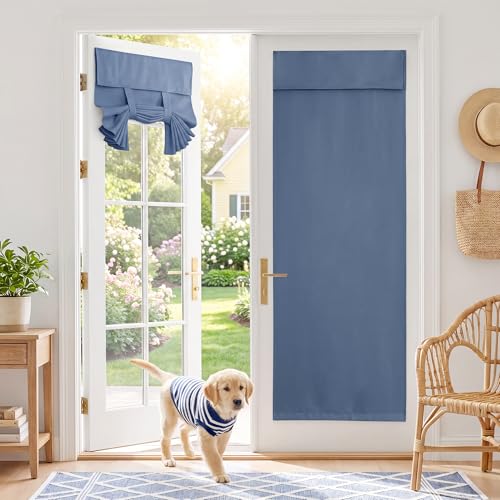 RYB HOME Front Door Curtains Stone Blue