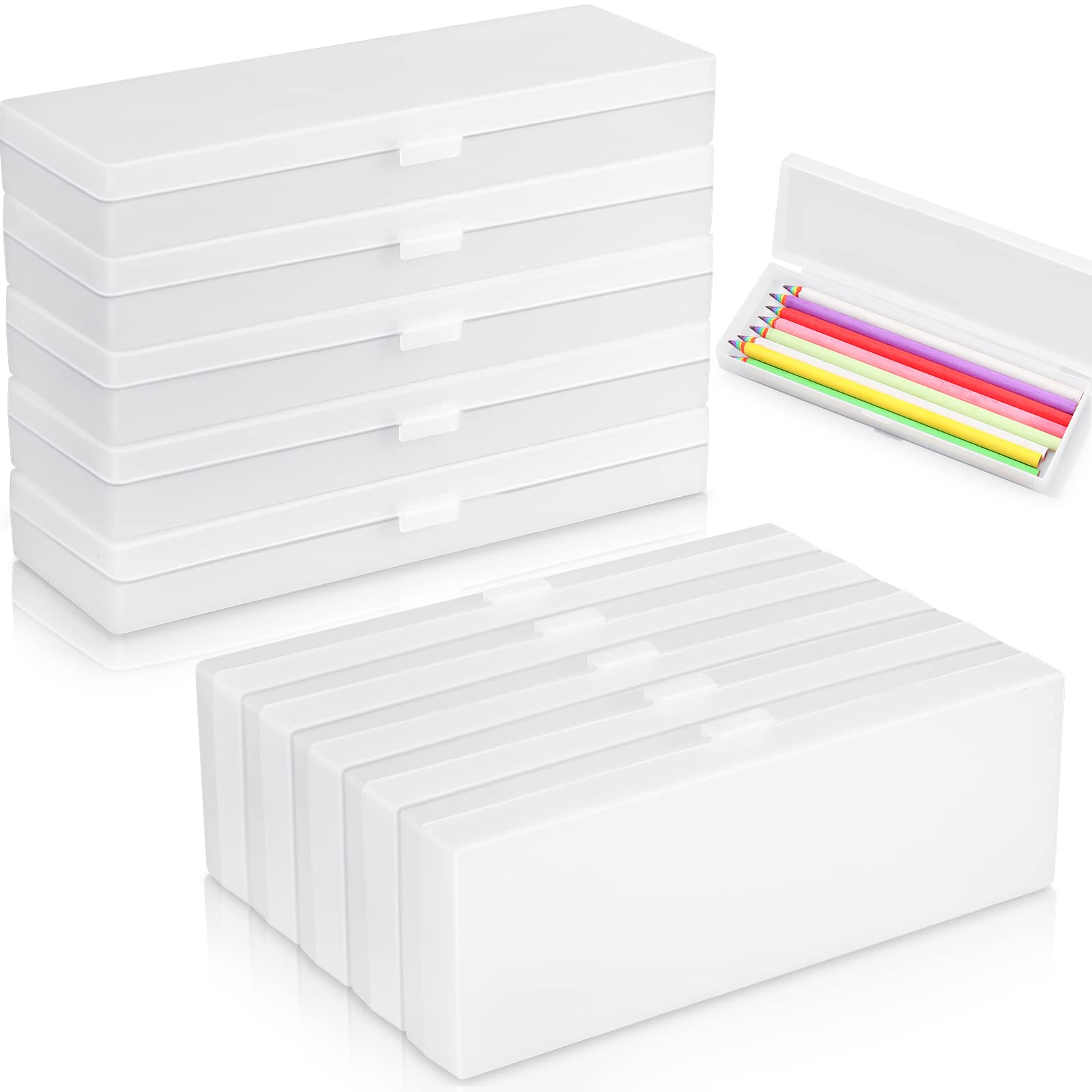 Photo 1 of Yexiya 30 Pack Plastic Pencil Box Pencil Case Bulk 7. 2 x 2. 4 x 1 Inches Plastic Pen Storage with Hinged Lid for Pens Crayons School Office Supplies Organization(Clear)