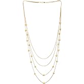 COOLSTEELANDBEYOND Statement Necklace Waterfall Multi-Strand Layered Long Chains with Ball Charm Pendant