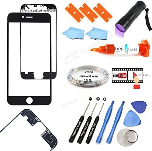 iPhone 6S Plus 5.5" Black Front Outer Lens Glass Screen Replacement Repair Kit Glass+LOCA Glue+ Magnetized Tools + UV Light + Wire (Screen Separator) …