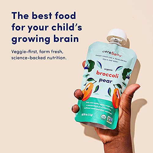 Cerebelly Baby Food Pouch Broccoli Pear, Organic Fruit & Veggie