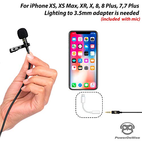 Professional Grade Lavalier Microphone with Adapter Compatible with