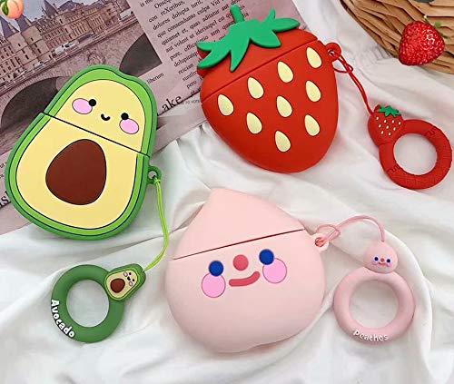image for Airpods Case MEIQING Cute Avocado Silicone Cover for Airpods 1 2 Charg