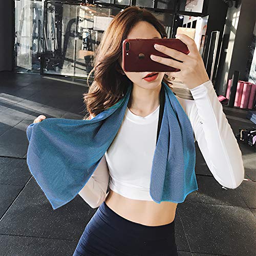 ECO-FUSED-Cooling-Towel-2-Pack-BlueBlack-Absorbent-Compact-Cooling-Towel-for-Indoor-and-Outdoor-Activities-Gym-Workout-Yoga-Running-Climbing-Fishing-Gardening-Includes-a-Mesh-Pocket