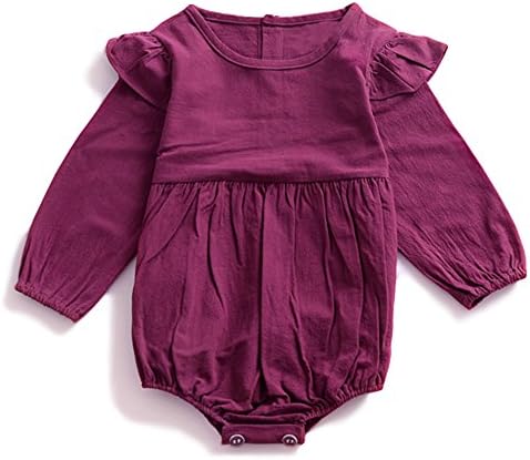 YOHA Baby Girls Autumn Spring Ruffle Long Sleeve Toddler Romper Jumpsuit Outfit